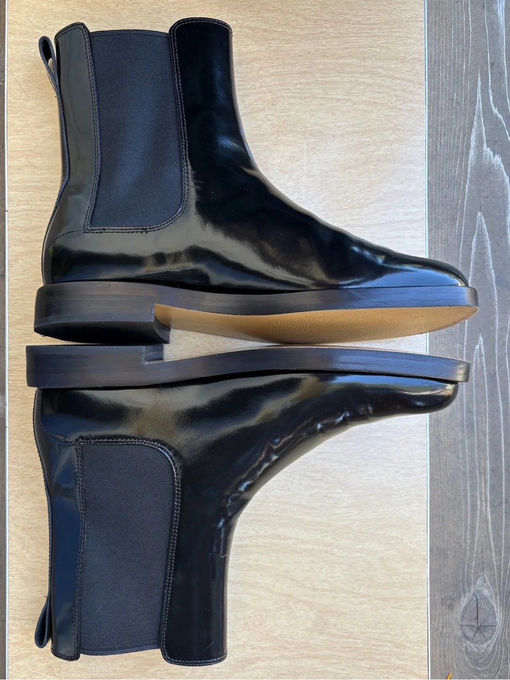 Everlane Wm’s Patent Black Leather The Chelsea Boot In Sz 8